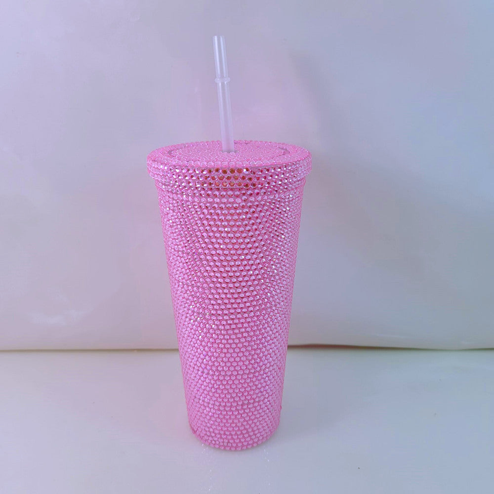 Taza de beber acrílico con incrustaciones de diamantes de doble capa al por mayor